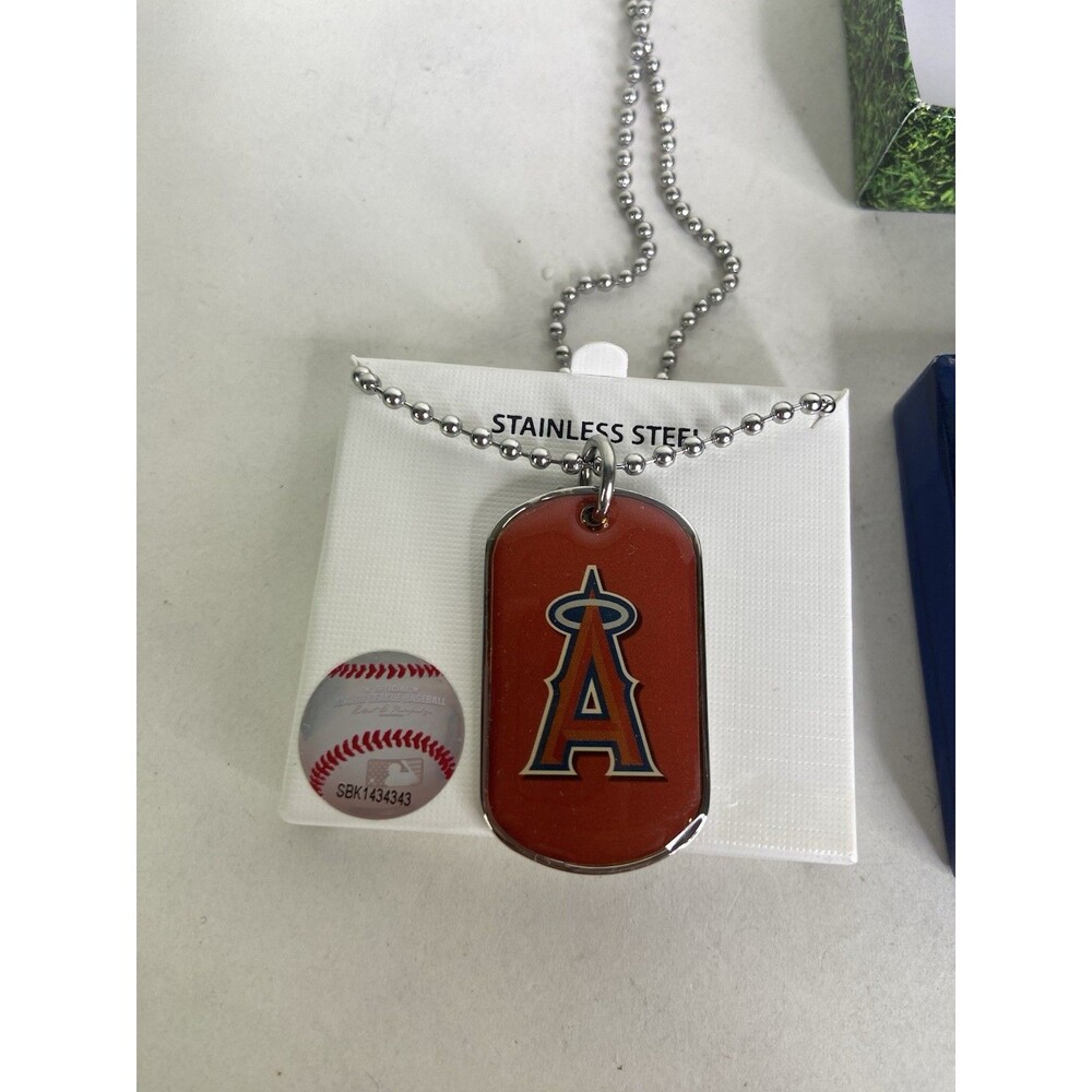 LA Anaheim Angels Dog Tag Necklace Stainless Steel MLB Licensed with Gift Box